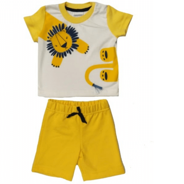 Unisex Printed T-shirt And Yellow Shorts Set For Toddlers